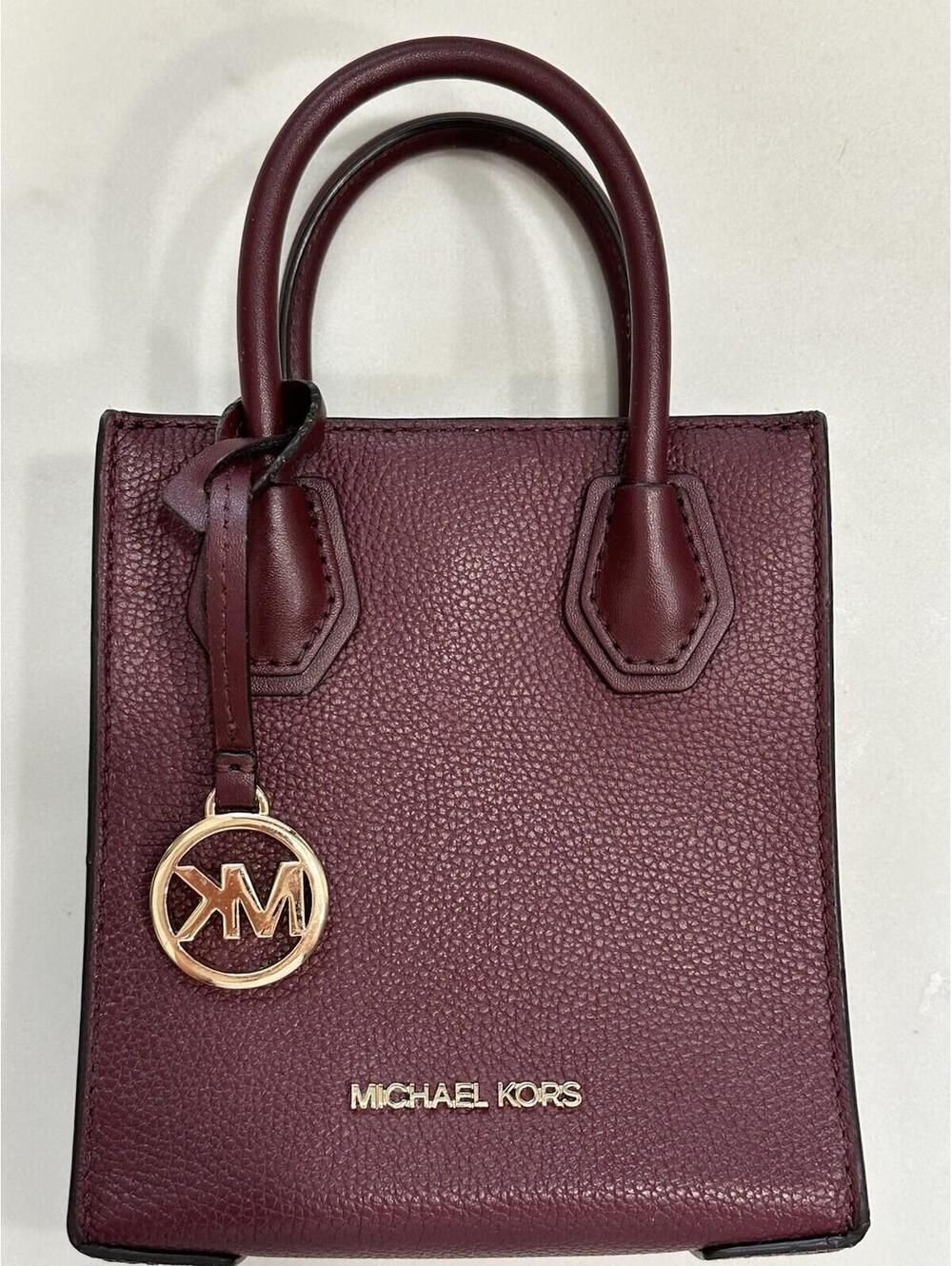 Michael Kors Mercer Extra-Small Pebbled Leather Crossbody Bag gold hardware
